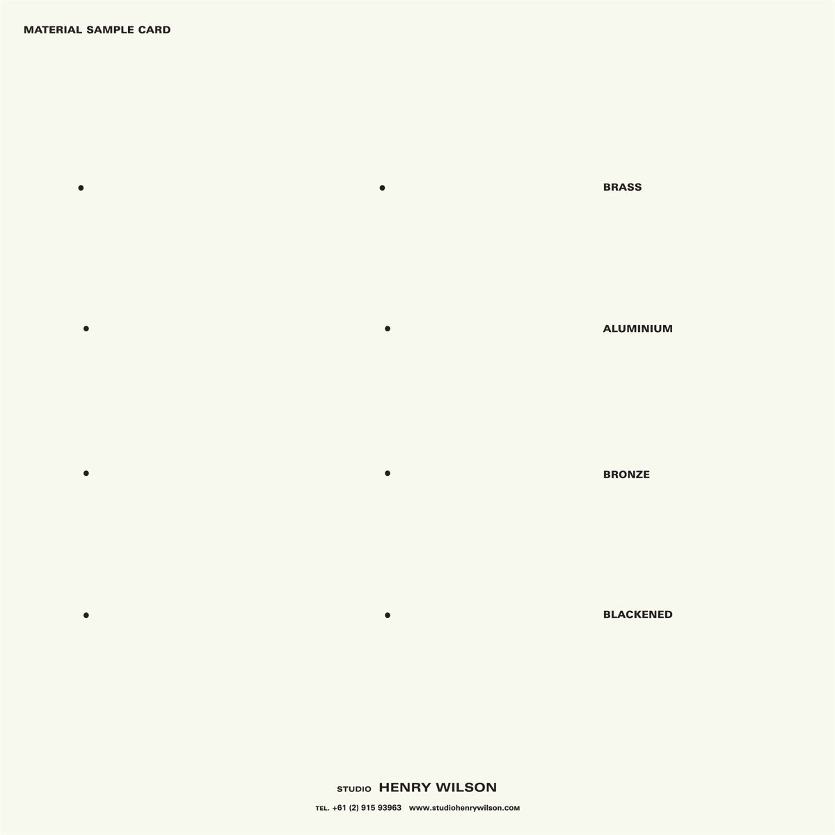 Material Sampling Card Material Sample Card – studio HENRY WILSON